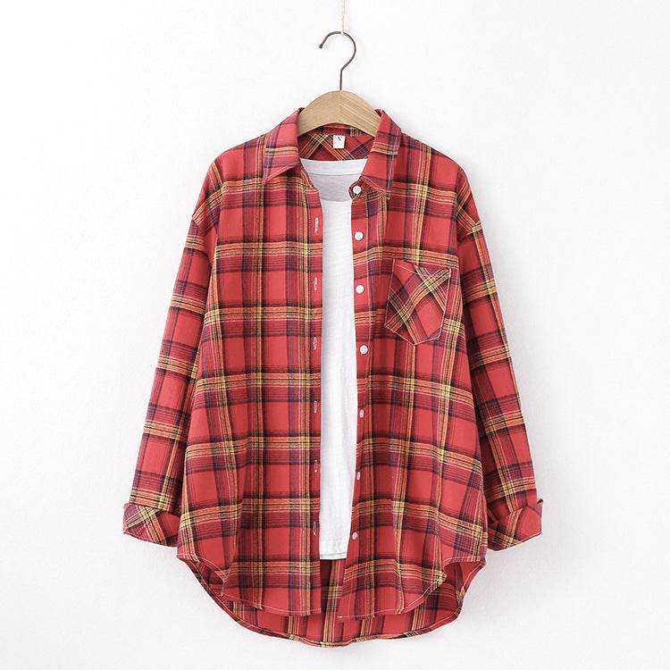 New Brand Plaid Shirt Women Loose Plus Size Blouse Female Long Sleeve Blouses Cotton Flannel Casual Shirt Women Tops Blusas - Mubimart