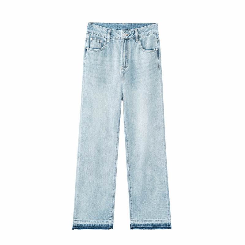Fashion Light Blue Wide Leg Jeans For Women - Mubimart