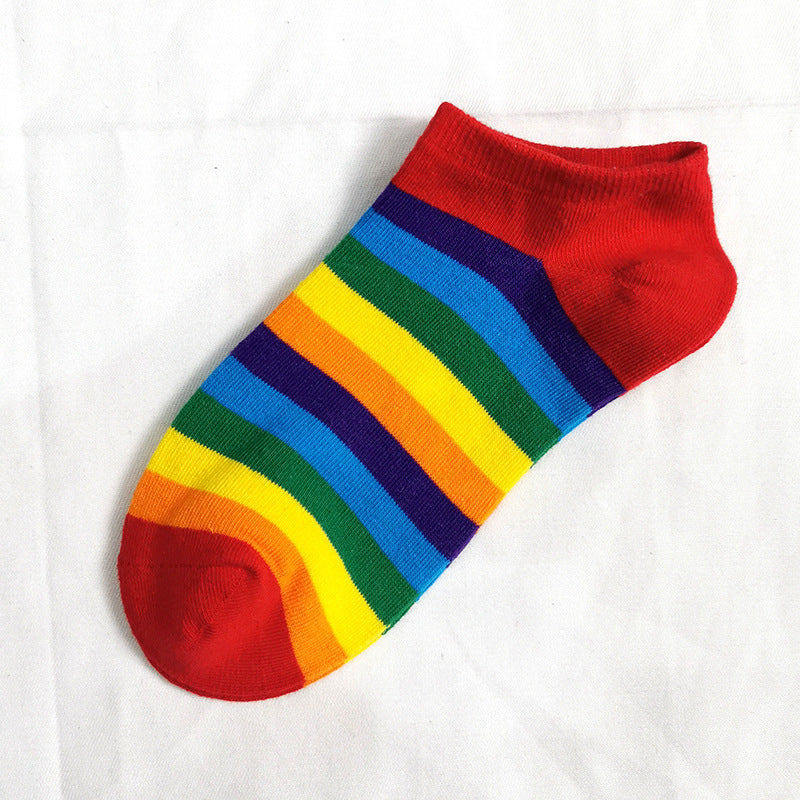 Rainbow Short Tube Low Top Doll Unisex Ins Trend Trendy Socks - Mubimart -  