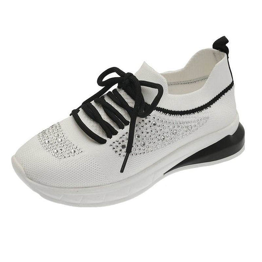 Summer New Style Rhinestone Casual Shoes Women Walking Shoes Socks Sports Shoes - Mubimart