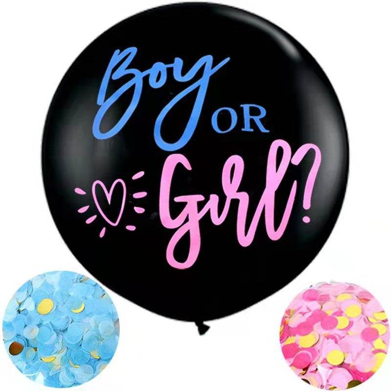 1pc 36inch Boy Or Girl Balloon Gender Reveal Party Black Latex - Mubimart
