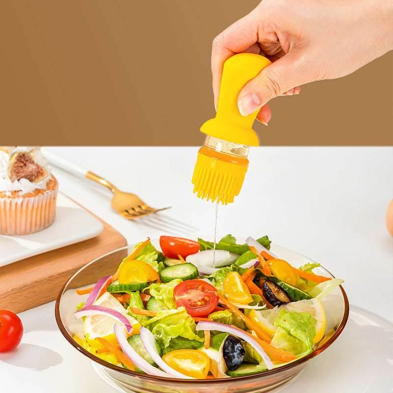 2 In 1 Oil Dispenser With Silicon Brush BBQ Oil Spray Glass Bottle Silicone For Barbecue Cooking Seasoning Bottle Kitchen Gadgets - Mubimart