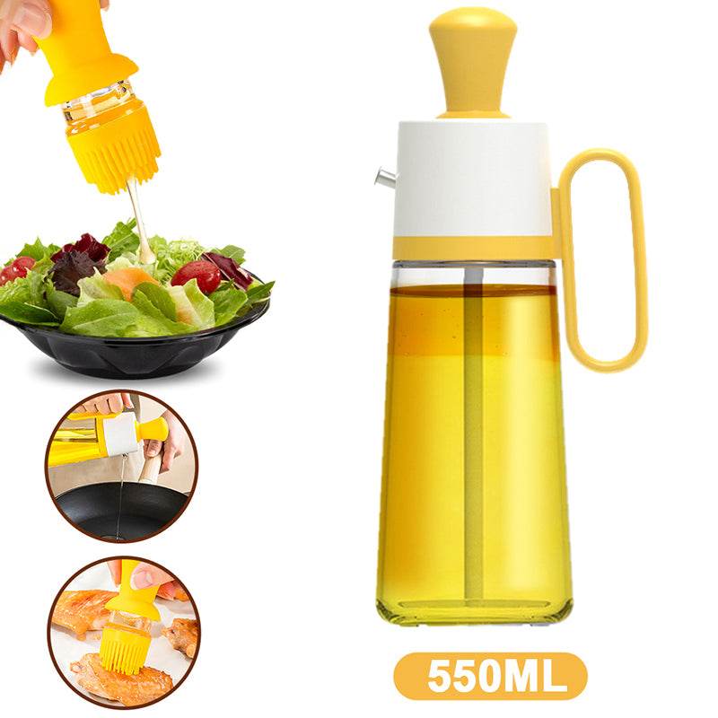 2 In 1 Oil Dispenser With Silicon Brush BBQ Oil Spray Glass Bottle Silicone For Barbecue Cooking Seasoning Bottle Kitchen Gadgets - Mubimart