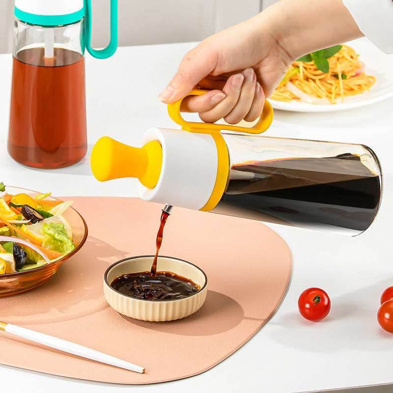 2 In 1 Oil Dispenser With Silicon Brush BBQ Oil Spray Glass Bottle Silicone For Barbecue Cooking Seasoning Bottle Kitchen Gadgets - Mubimart