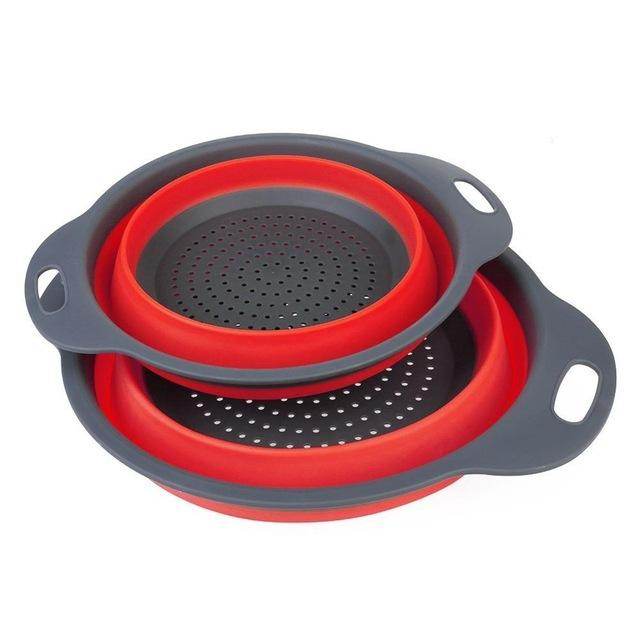 2 PCs Collapsible Silicone Colander - Mubimart