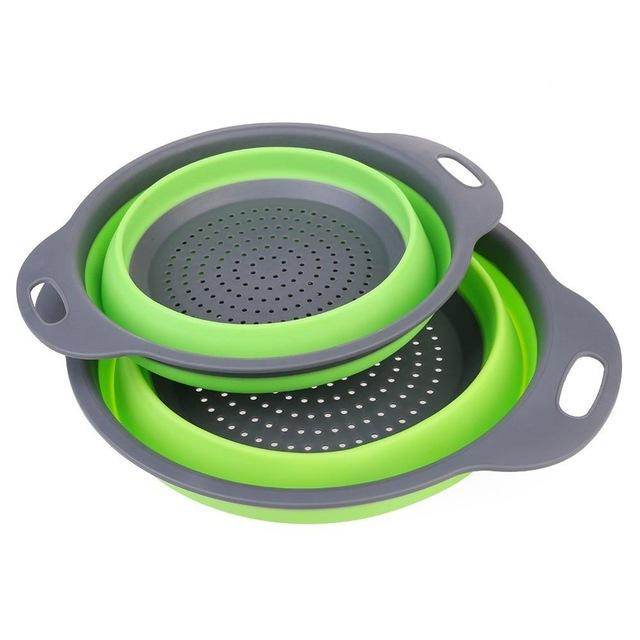 2 PCs Collapsible Silicone Colander - Mubimart