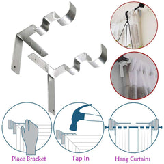 2 X Curtain Rod Bracket Kwik Hang Curtain Rod Holders Tap Right Into Window Frame Curtain Rod Bracket High Quality - Mubimart - Shower curtain rod 