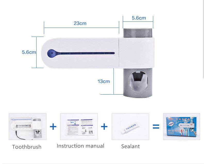 2-in-1 UV disinfection toothbrush holder Automatic toothpaste holder Washing disinfection toothbrush holder set - Mubimart