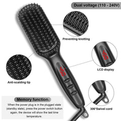 2 in1 Hair Straightener Brush Heating Beard Clip Comb Styler Electric Ionic Straightening Brush - Mubimart -  