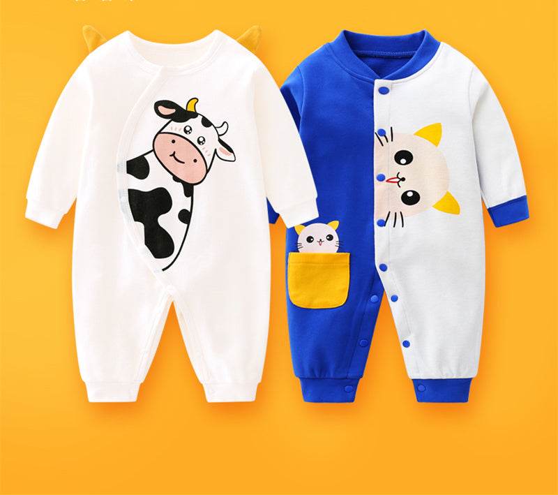 2-piece Newborn Baby Summer Baby Romper Long-sleeved Romper Newborn Baby Jumpsuit - Mubimart