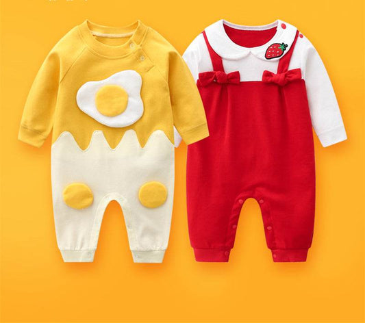 2-piece Newborn Baby Summer Baby Romper Long-sleeved Romper Newborn Baby Jumpsuit - Mubimart