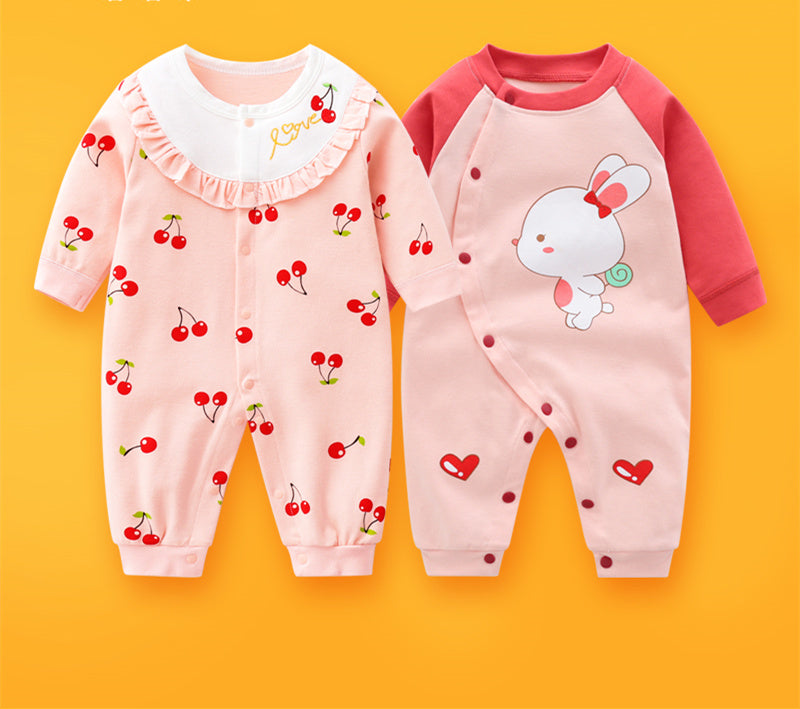 2-piece Newborn Baby Summer Baby Romper Long-sleeved Romper Newborn Baby Jumpsuit - Mubimart -  