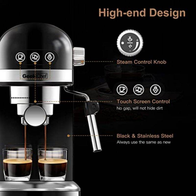 20 Bar Espresso Machine 1350W High Performance 1.4 Ldetachable Transparent Water Tank Thermo Block Beating System Prohibit Amazon Sales - Mubimart