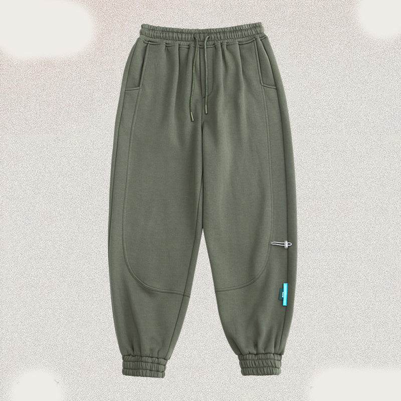 Solid color plus velvet sweatpants - Mubimart