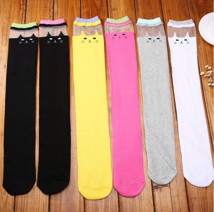 Cat Knee Socks - Mubimart - Knee high socks 