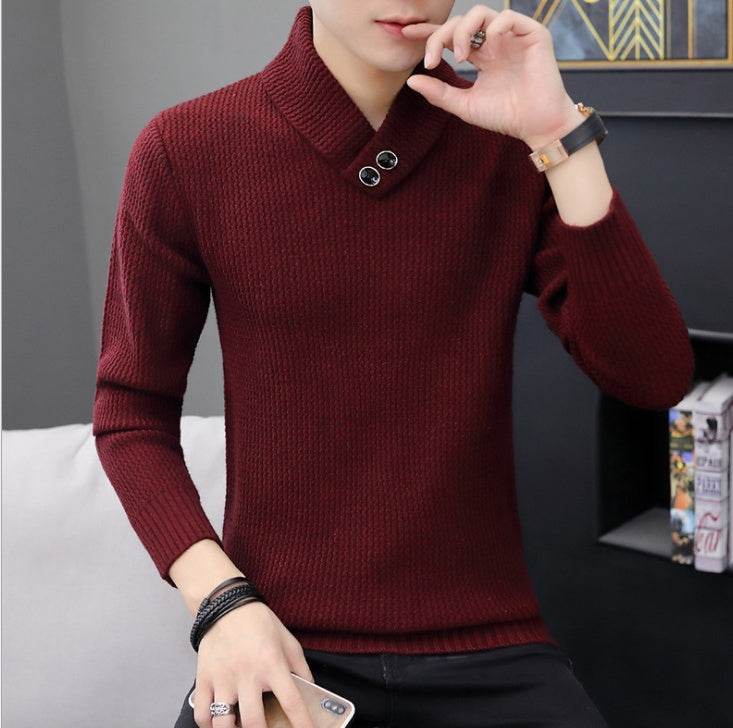 Lapel pullover sweater - Mubimart