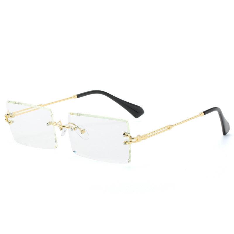 Rimless Rectangle Sunglasses Square Fashion Hip-hop Sunglasses Tide Ins Retro Street Beat Cut Edge Sunglasses - Mubimart