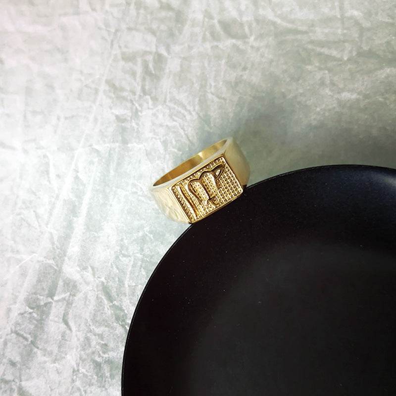 Titanium steel gold ring - Mubimart