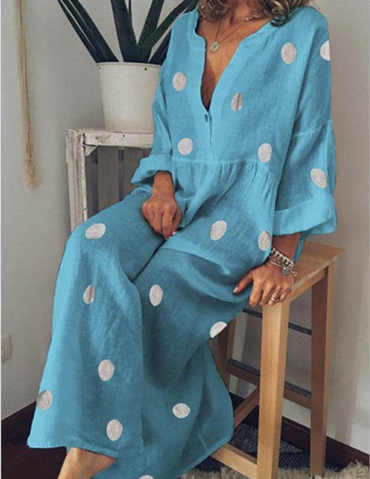 Women's maxi dress bohemian print dress - Mubimart