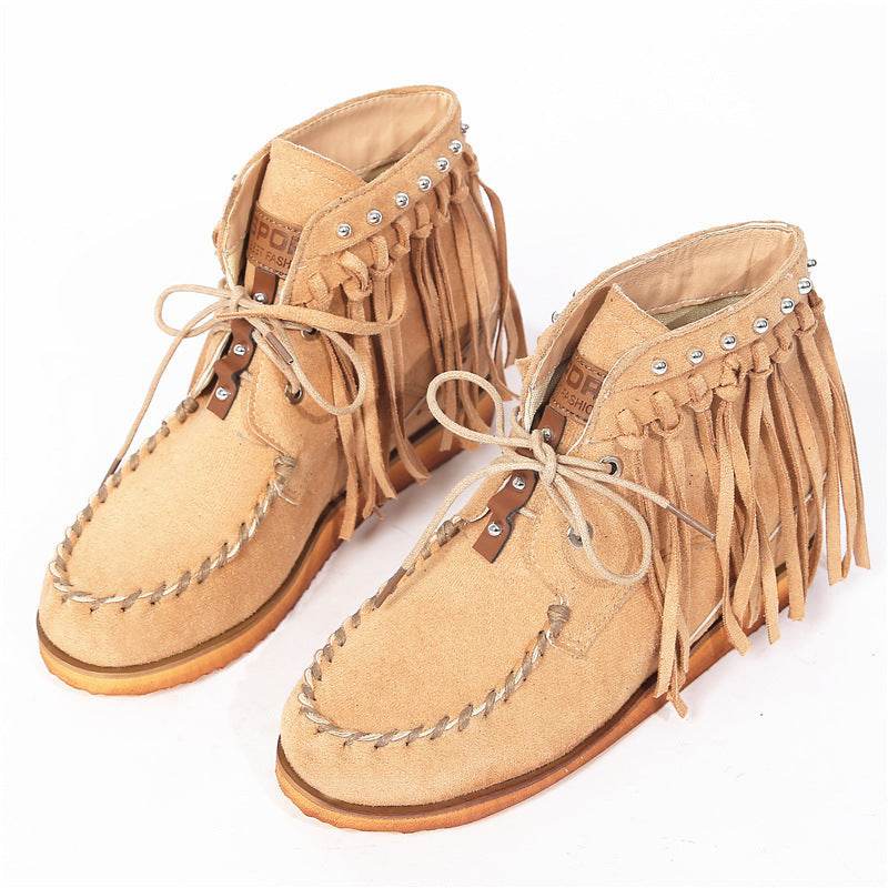 Vintage rivet tassel booties - Mubimart