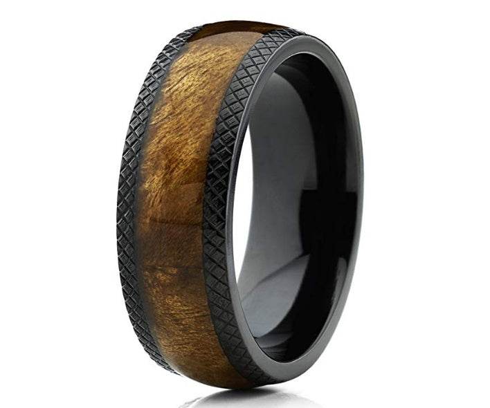 Dome Black Titanium Men Black Wedding ring ring - Mubimart