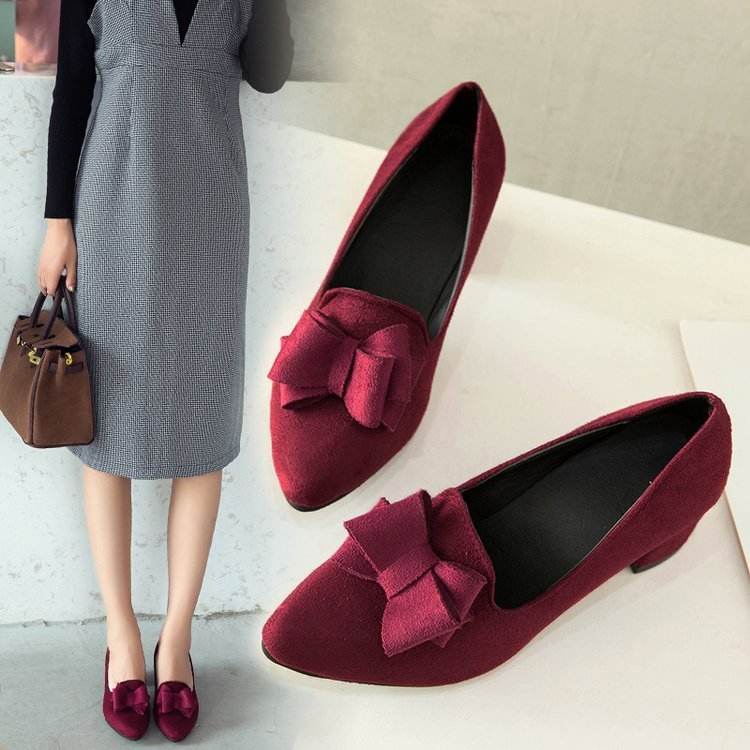 Pointy chunky medium heels high heels shoes - Mubimart