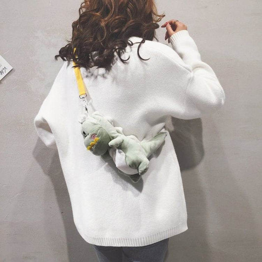 New cartoon cute girl small satchel cute dinosaur toy backpack cross satchel stuffed animal bag female - Mubimart