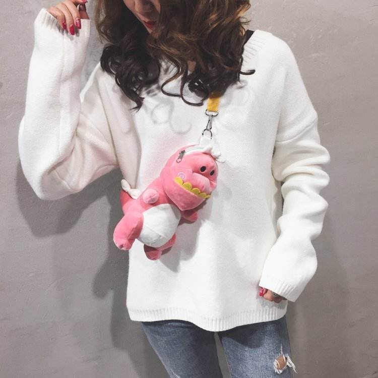 New cartoon cute girl small satchel cute dinosaur toy backpack cross satchel stuffed animal bag female - Mubimart