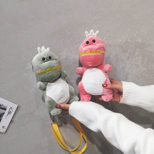 New cartoon cute girl small satchel cute dinosaur toy backpack cross satchel stuffed animal bag female - Mubimart