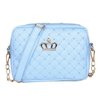 Women PU Crossbody Rivet Chain Shoulder Bag - Mubimart