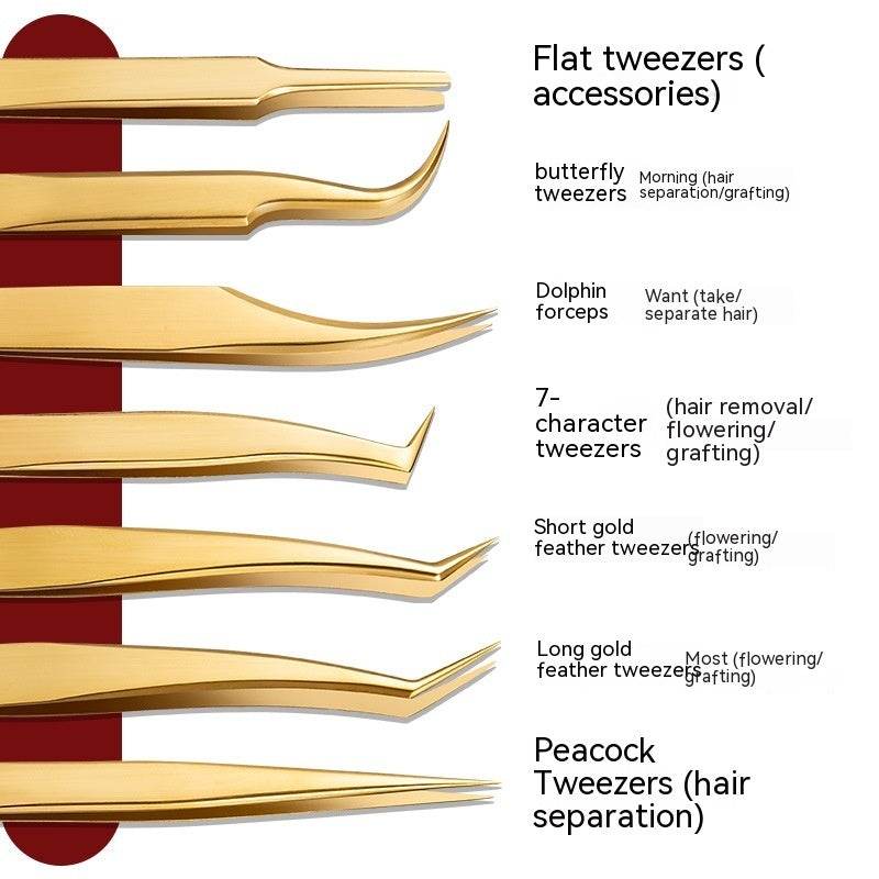 Stainless Steel Grafting Eyelash Aid Tweezers - Mubimart