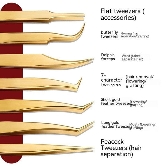 Stainless Steel Grafting Eyelash Aid Tweezers - Mubimart