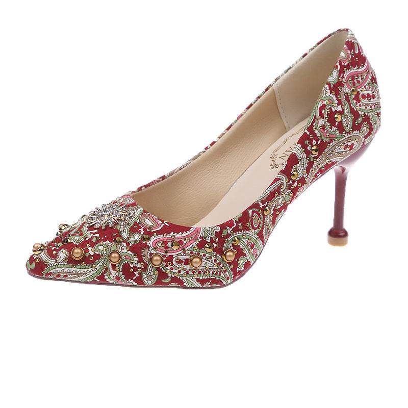 Rivet heels cat heels - Mubimart