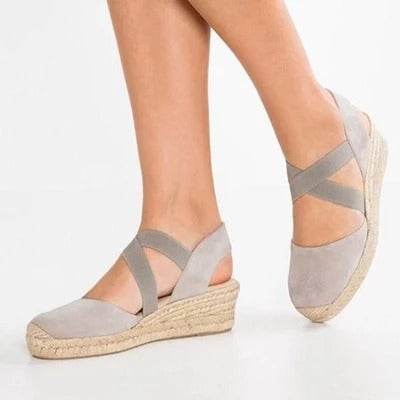 Middle heel wedge student baotou sandals - Mubimart