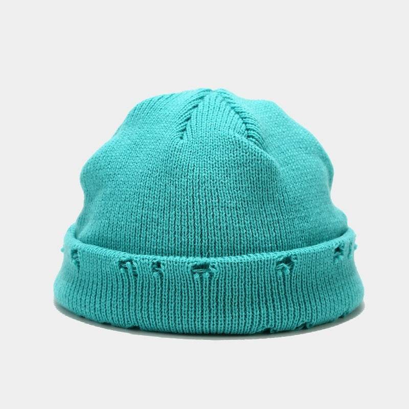 Hole knitted wool hat - Mubimart