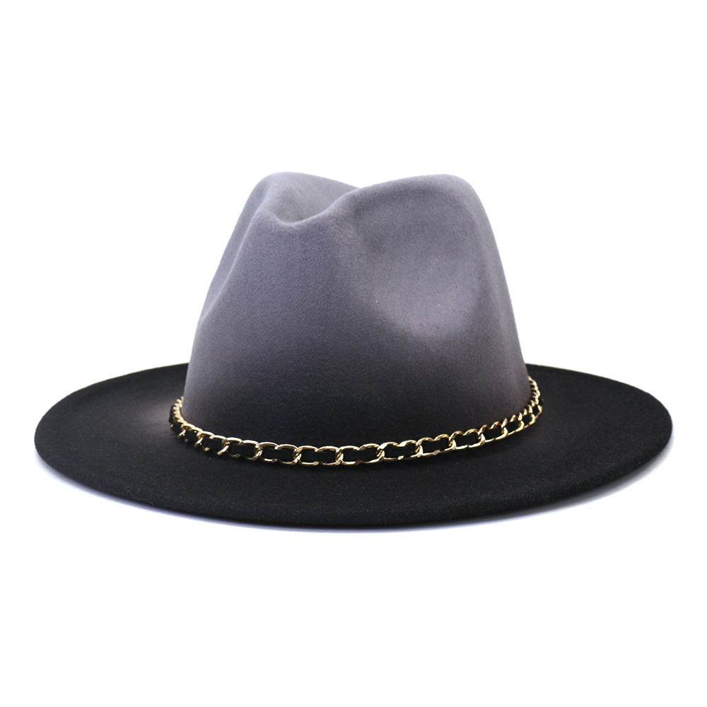 Painted Woolen Flat Brim Autumn And Winter British Style Fashion Fedora Hat - Mubimart