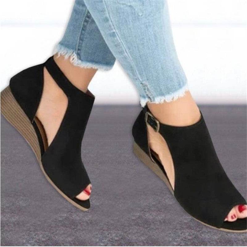 Roman Wedge Heel Sandals - Mubimart