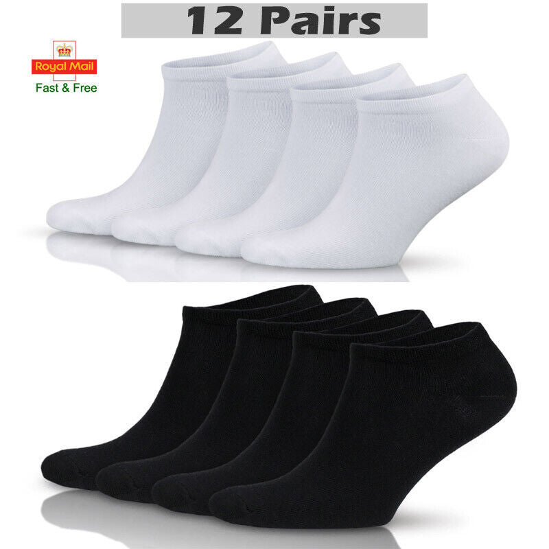 12 Pair Men Women Trainer Liner Ankle Socks Invisible Cotton Low Cut Sport Socks - Mubimart - No show socks 