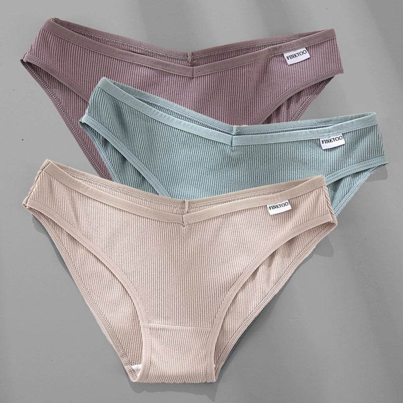 3PCS M-4XL Cotton Panties Female Underwear Sexy Women Briefs - Mubimart