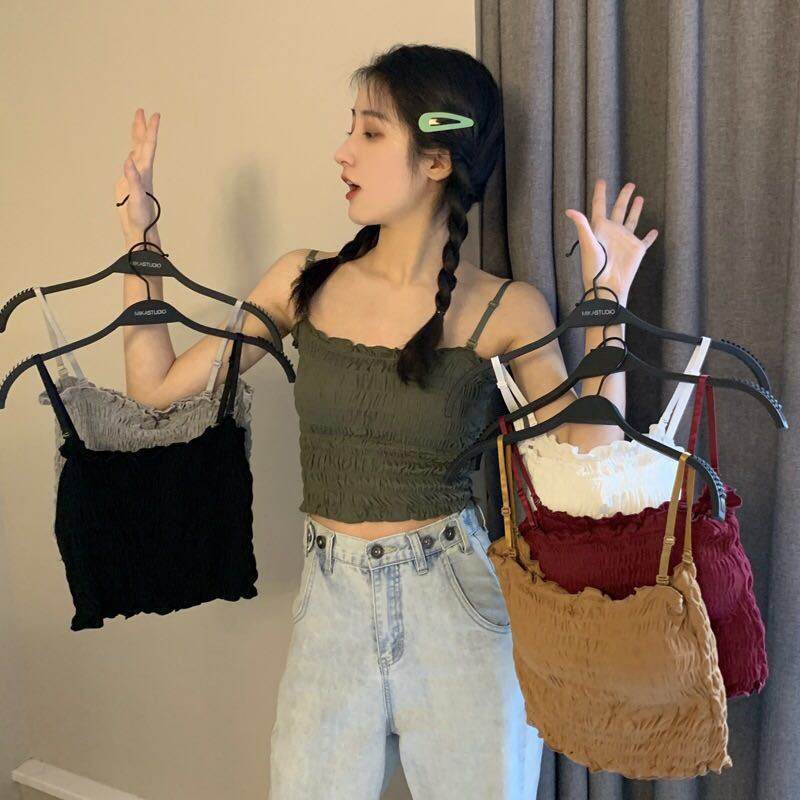 Ladies Fashion Wrap Chest Camisole Bottom Vest - Mubimart