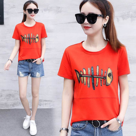 Striped short sleeve t-shirt for women - Mubimart