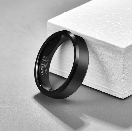 Vnox Black Tungsten Carbide Men's Ring Wedding Engagement - Mubimart