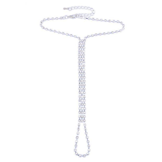 Sexy lady Summer Anklets Bracelet Rhinestone Beach Sandal Leg Chain Boho Crystal Anklet Foot Chain - Mubimart