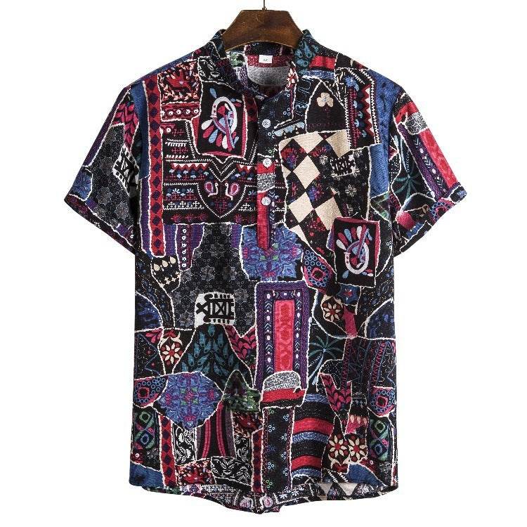 Men's linen printed shirt - Mubimart