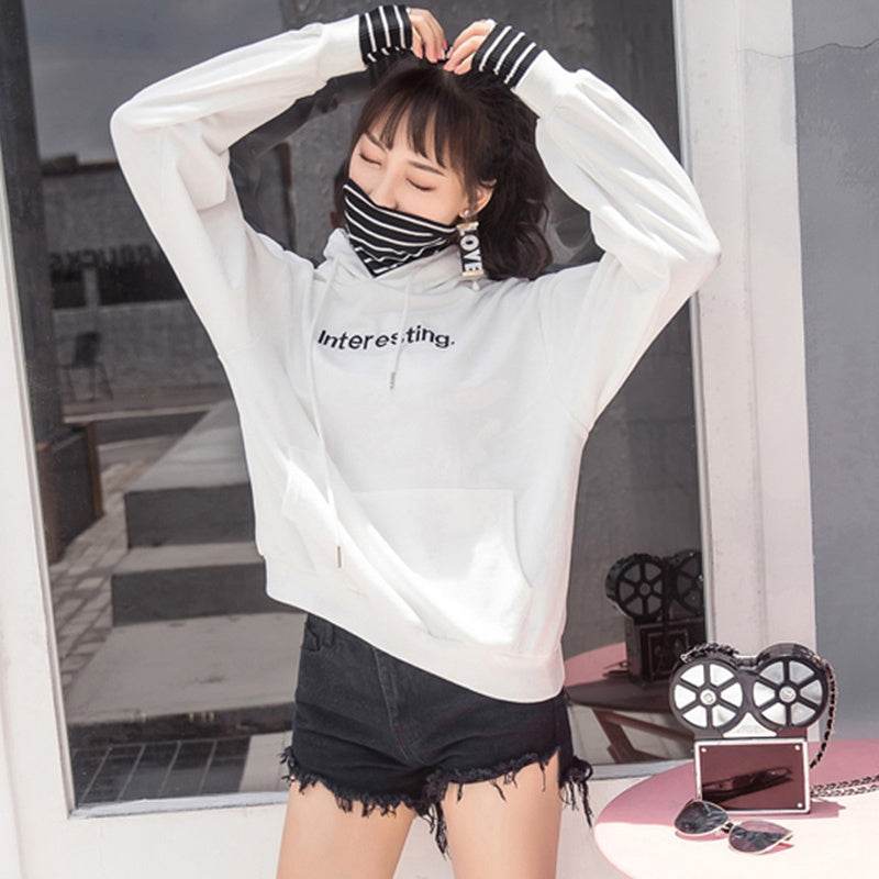 Harajuku striped turtleneck hoodies women kpop autumn long sleeve pullover female students oversize plus size tops sweatshirts - Mubimart