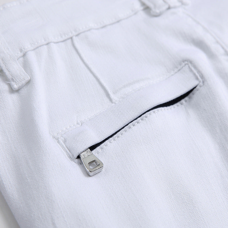 Witte slim denim shorts voor heren