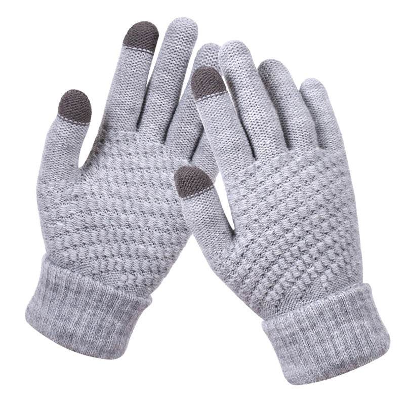Couple knitted gloves touch screen gloves - Mubimart
