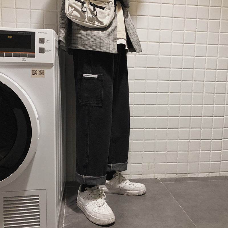 Straight-leg cargo jeans - Mubimart