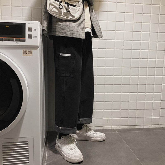 Straight-leg cargo jeans - Mubimart