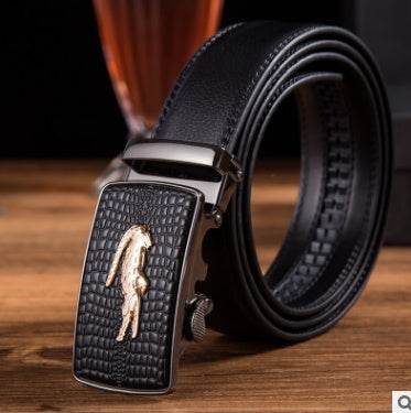 Men's leather factory direct belt buckle leather belt men's automatic belt belt wholesale business - Mubimart